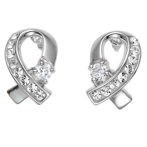 Ezüst fülbevaló Swarovski kristályokkal Oliver Weber Wave
