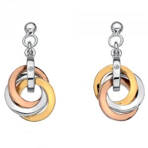 Ezüst fülbevaló Hot Diamonds Trio Rose Gold DE389