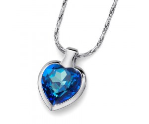 Medál Swarovski kristályokkal Oliver Weber Heart Bermuda Blue 11616-BLU