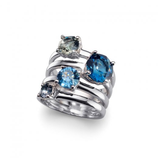 Gyűrű Swarovski kristályokkal Oliver Weber Duo Blue 41122-BLU