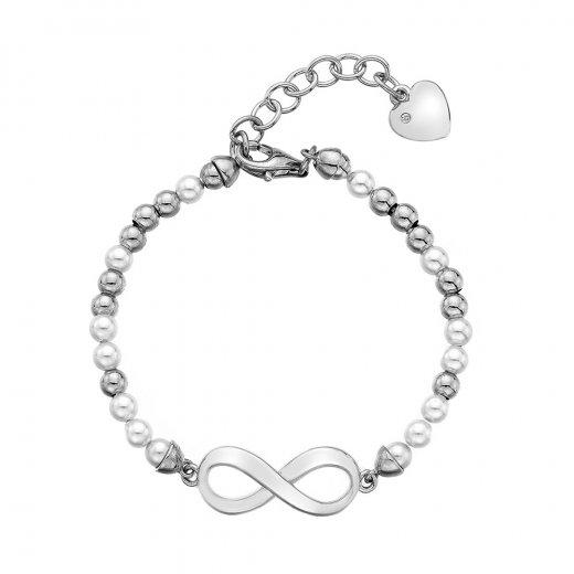 Ezüst karkötő Hot Diamonds Infinity Bead Pearl DL529