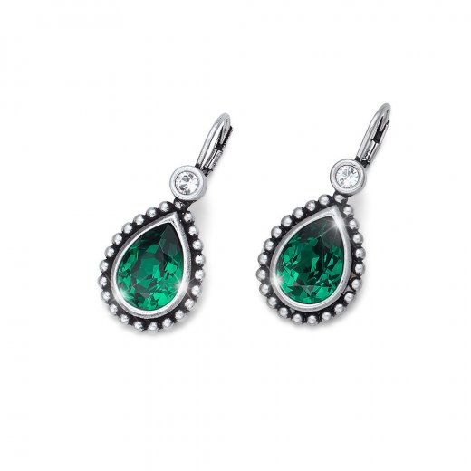 Fülbevaló Swarovski kristályokkal Oliver Weber Antique Drop Emerald