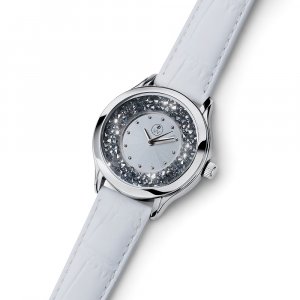 Női karóra Swarovski kristályokkal Oliver Weber Rocks Steel white Leatherstrap