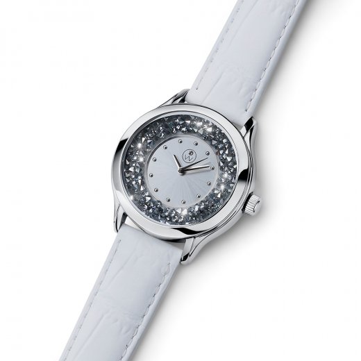 Női karóra Swarovski kristályokkal Oliver Weber Rocks Steel white Leatherstrap