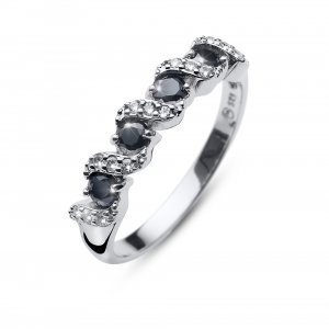 Ezüst gyűrű Swarovski kristályokkal Oliver Weber Paso black