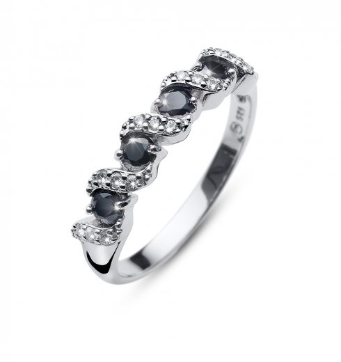 Ezüst gyűrű Swarovski kristályokkal Oliver Weber Paso black