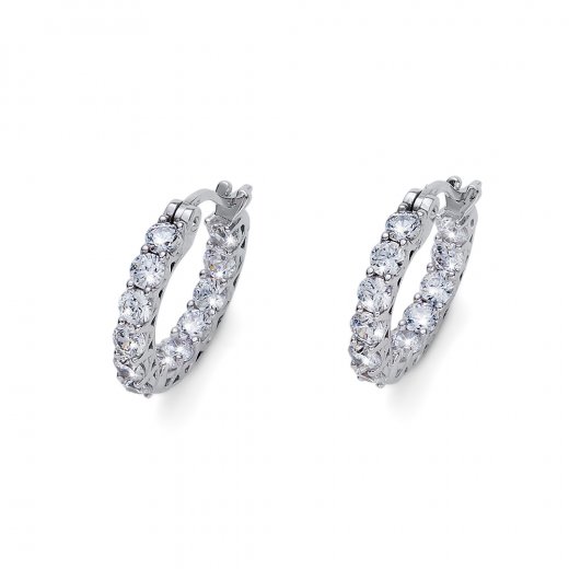 Ezüst fülbevaló Swarovski kristályokkal Oliver Weber Glacier CZ WHI