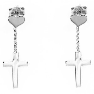 Ezüst fülbevaló Amen Hearts a Crosses