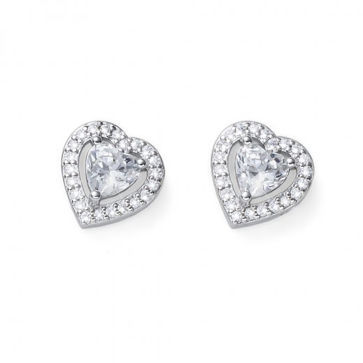 Ezüst fülbevaló Swarovski kristályokkal Oliver Weber Forever white