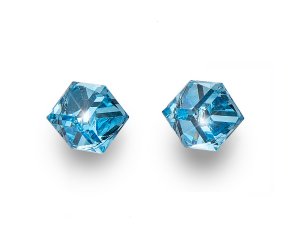 Oliver Weber fülbevalók Swarovski kristályokkal Sensitive PE Cube midi aquamarine
