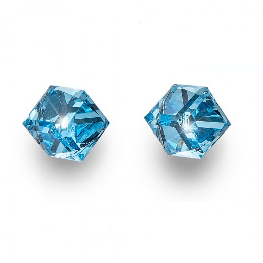 Oliver Weber fülbevalók Swarovski kristályokkal Sensitive PE Cube midi aquamarine