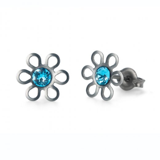 Oliver Weber fülbevalók Swarovski kristályokokkal Sensitive PE Daisy aquamarine