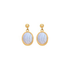 Ezüst fülbevaló Hot Diamonds X Gemstones Oval DE776